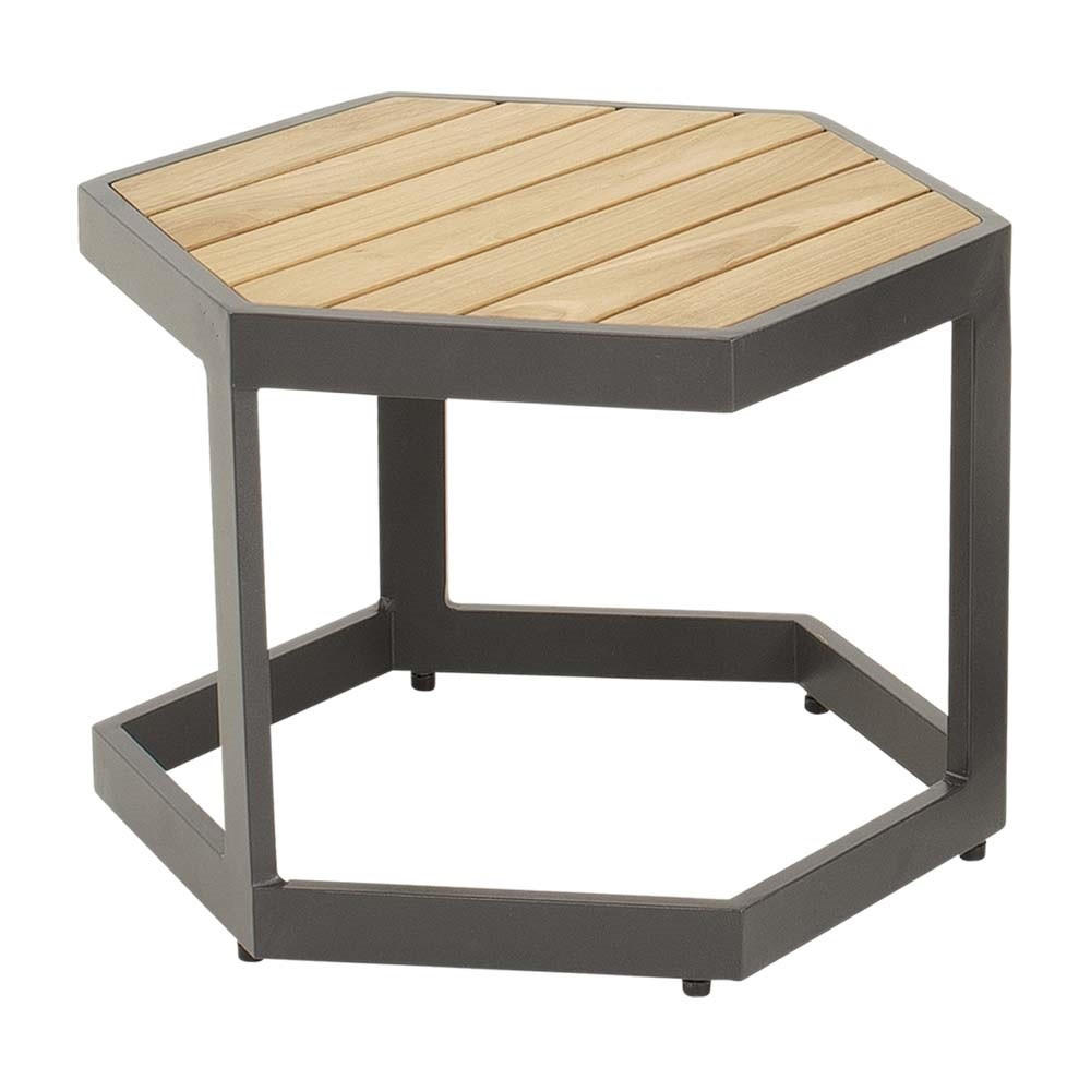 BEISTELLTISCH Esagono - Anthrazit - 48/41,5/34 cm - Dunkelgrau, Metall (48/41/34cm) - Lesli Living