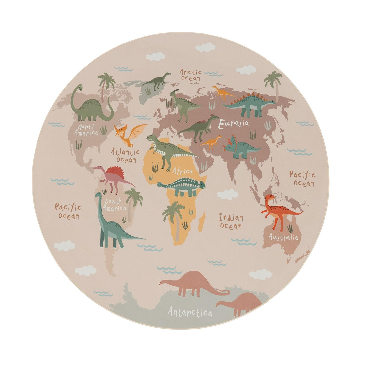 KINDERTEPPICH Dino Beige Ø 200 cm - Multicolor, Kunststoff (200/200cm) - TT Home