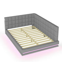 POLSTERBETT 140/200 cm DE-01907, in Grau, mit Sofafunktion, LED und USB - Grau, Holzwerkstoff (140/200cm) - ComfortXL