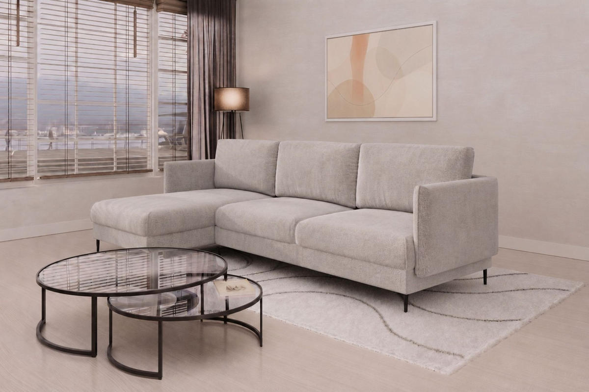 ECKSOFA Helmer In Stoff Vibe - Grau, Holzwerkstoff/Textil (164/293cm) - Fun Möbel
