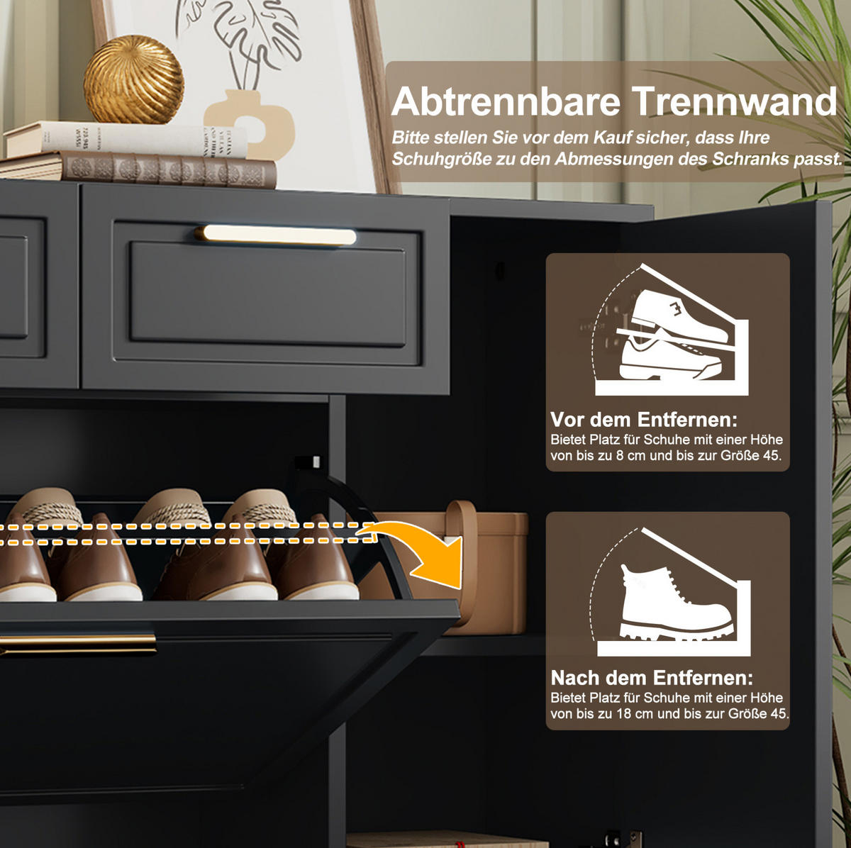 SCHUHSCHRANK 95/107/24 cm Schwarz aus Spanplatte mit verstellbaren Regalböden - Schwarz, Holzwerkstoff (95/107/24cm) - OKMYHOME