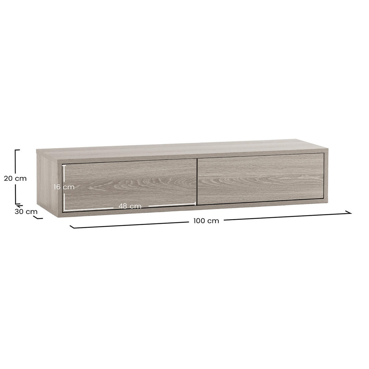 KONSOLENTISCH schwebender Auri 2 schubladen Eiche-Optik - Honigeiche, Holzwerkstoff (100/20/30cm) - VS Venta-stock