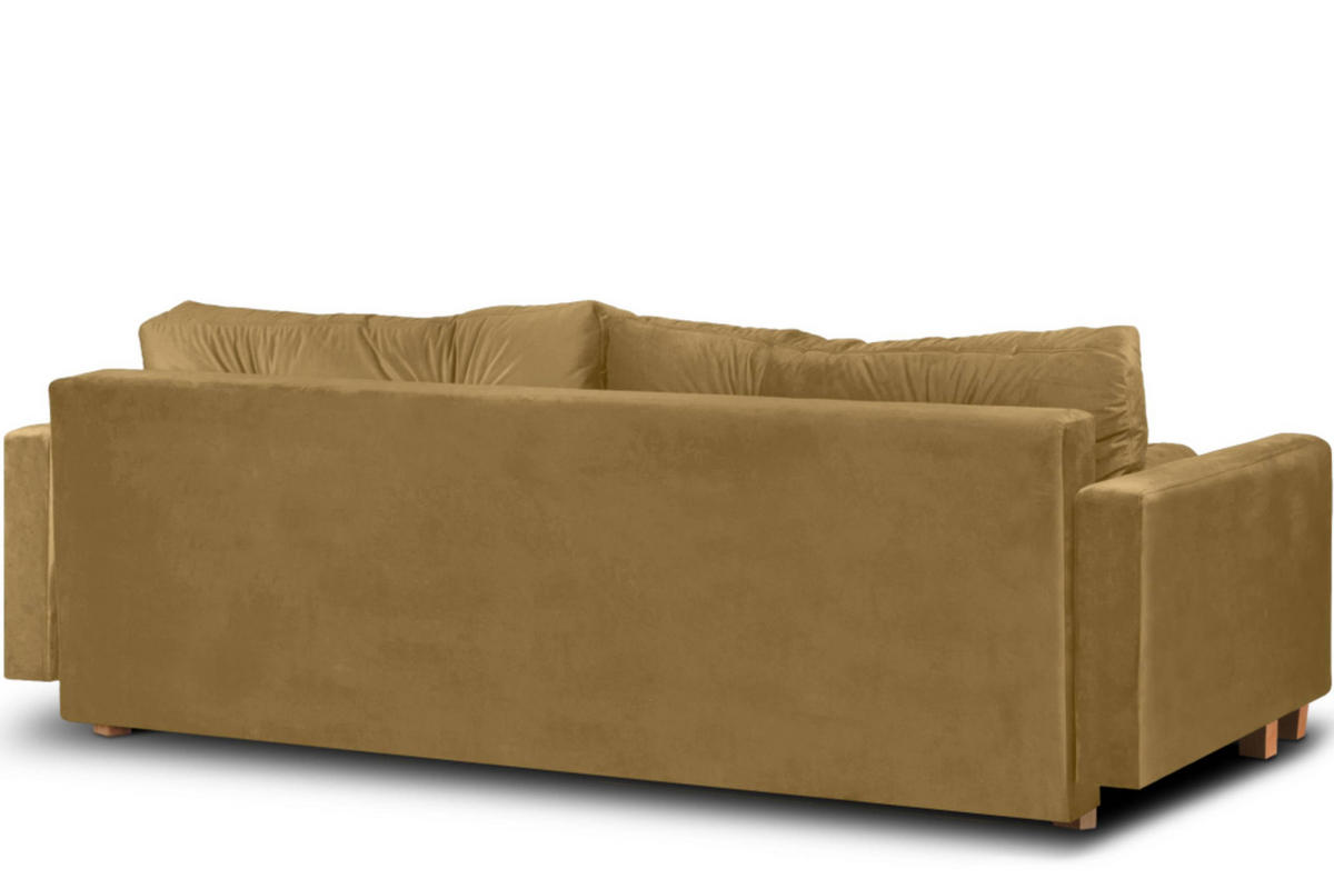 3-SITZER-SCHLAFSOFA ERISO mit weiche Sitzfläche und hohe Rückenlehne, Velour-Stoff, honig - Braun/Honig, Textil (220/80/100cm) - KONSIMO®