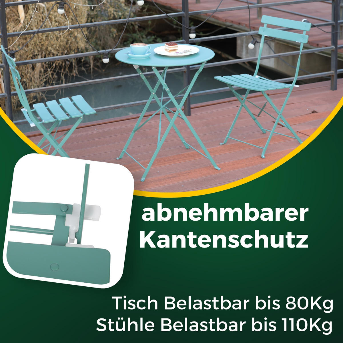 BISTRO SET Grün - Grün, Metall - Albatros