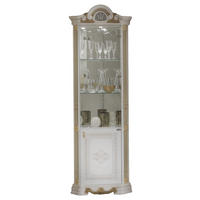 ECKVITRINE BELLA in Weiß/Gold 2-Türig - Weiß Hochglanz/Goldfarben, Glas/Holzwerkstoff (64/207/45cm) - Interdesign24