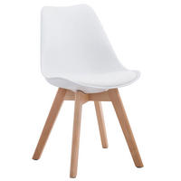 STUHL Lederlook weiß - Eukalyptusholzfarben/Weiß, Holz/Textil (48/84/41.5cm) - CLP