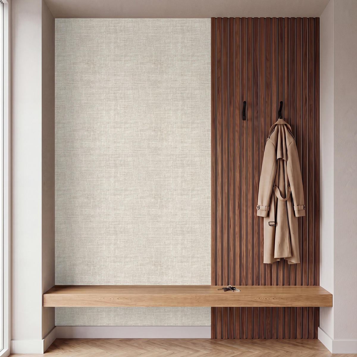 TAPETE - Leinen - Textur - Beige - 140x280 cm - Creme, Papier (140/280cm) - OnlyWow