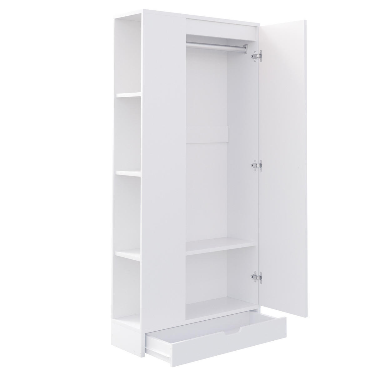 ORMAR od drva 70x40x170 cm bijela s vratima i policama za urednu pohranu - bijela, drvni materijal (70/170/40cm) - Modfu