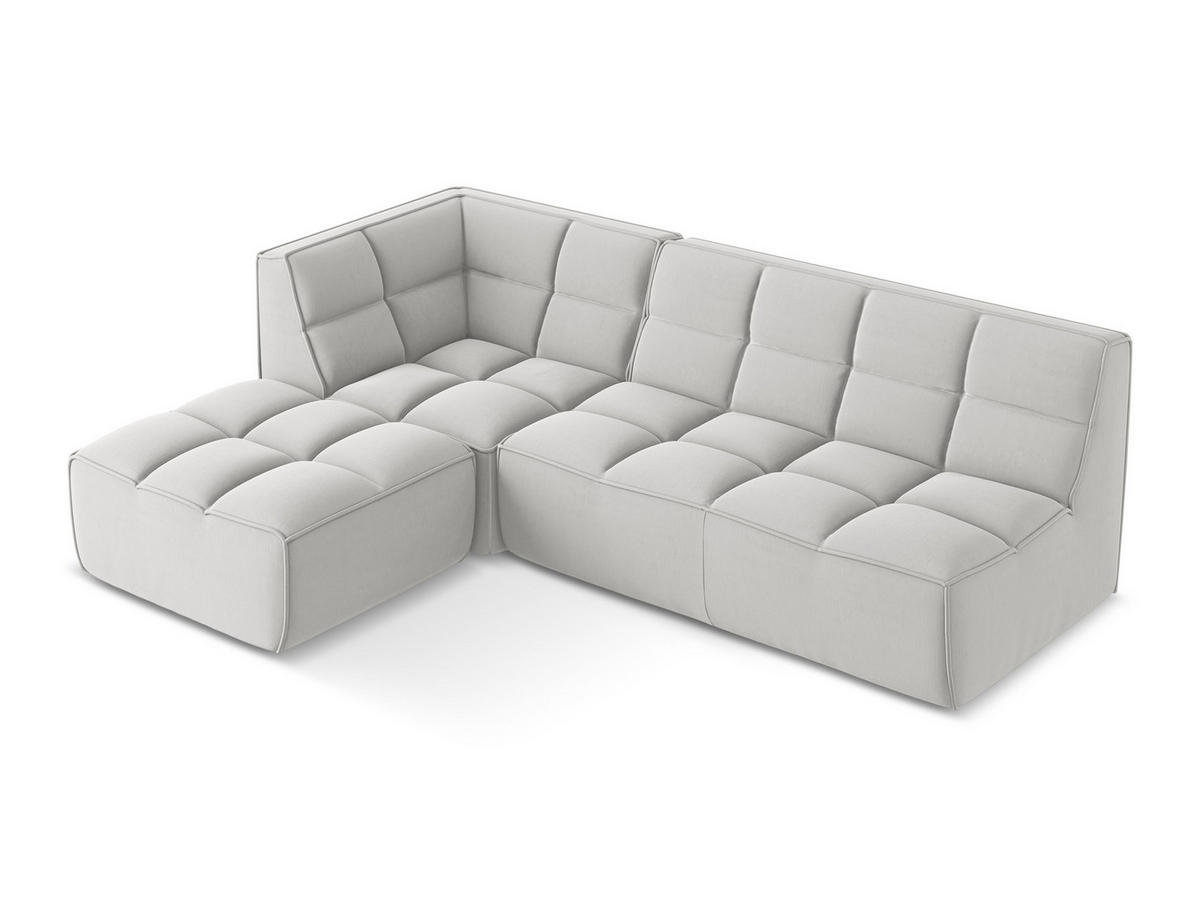 ECKSOFA Beidseitig Samt Stoff Grau - Silberfarben/Schwarz, Kunststoff/Textil (258/178cm) - Makamii