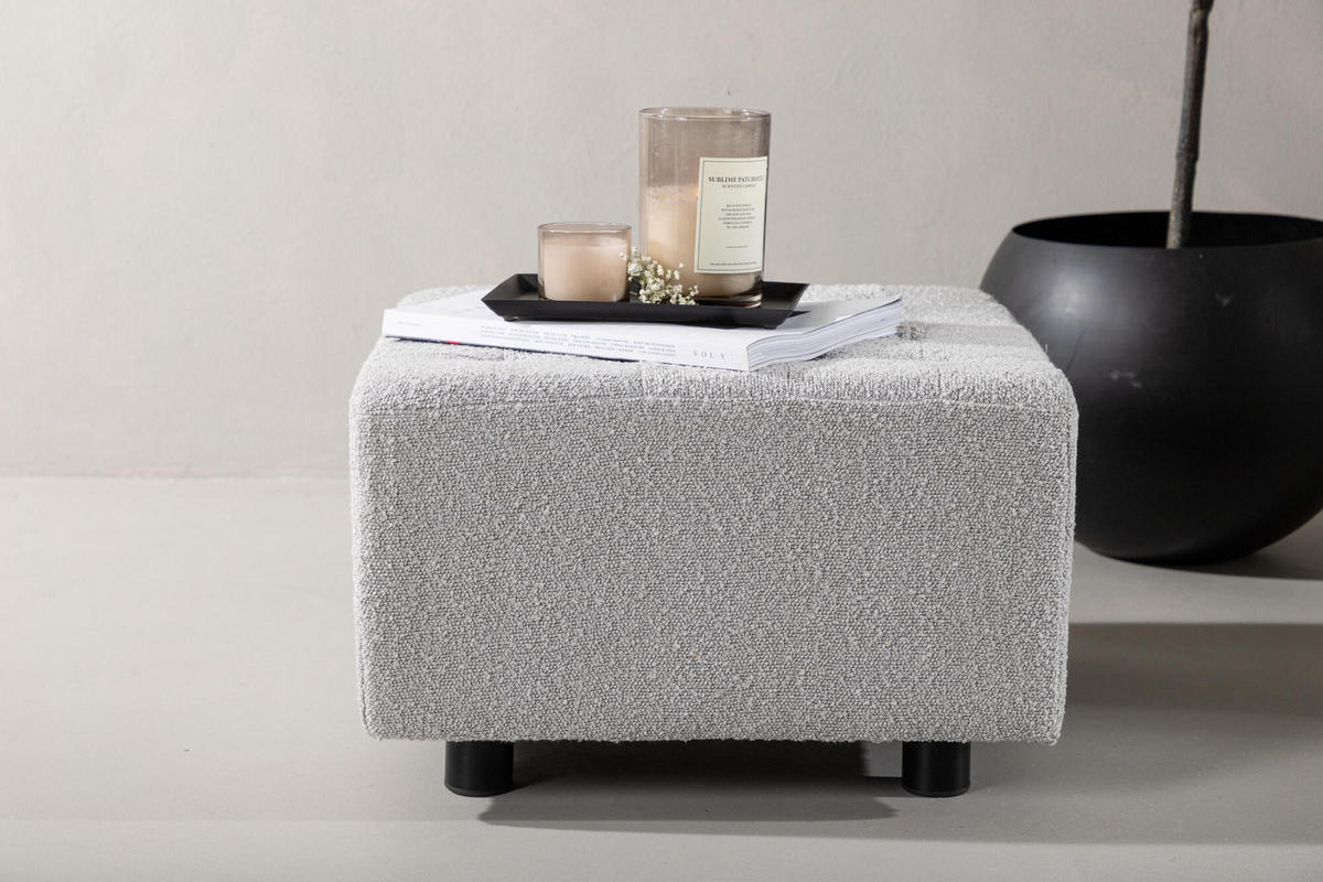 SITZPOUF BOWIE Grau 51x51x32 cm - Grau, Textil (51/32/51cm) - FURNLUX