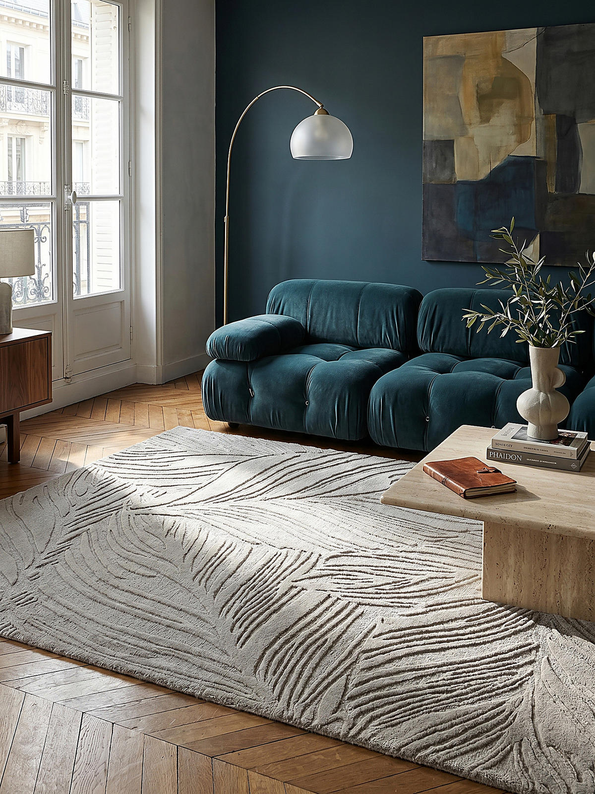 WOLLTEPPICH LEVEN, floral, Grau, 160 x 230 cm - Grau, Textil (160/230cm) - KADIMA DESIGN