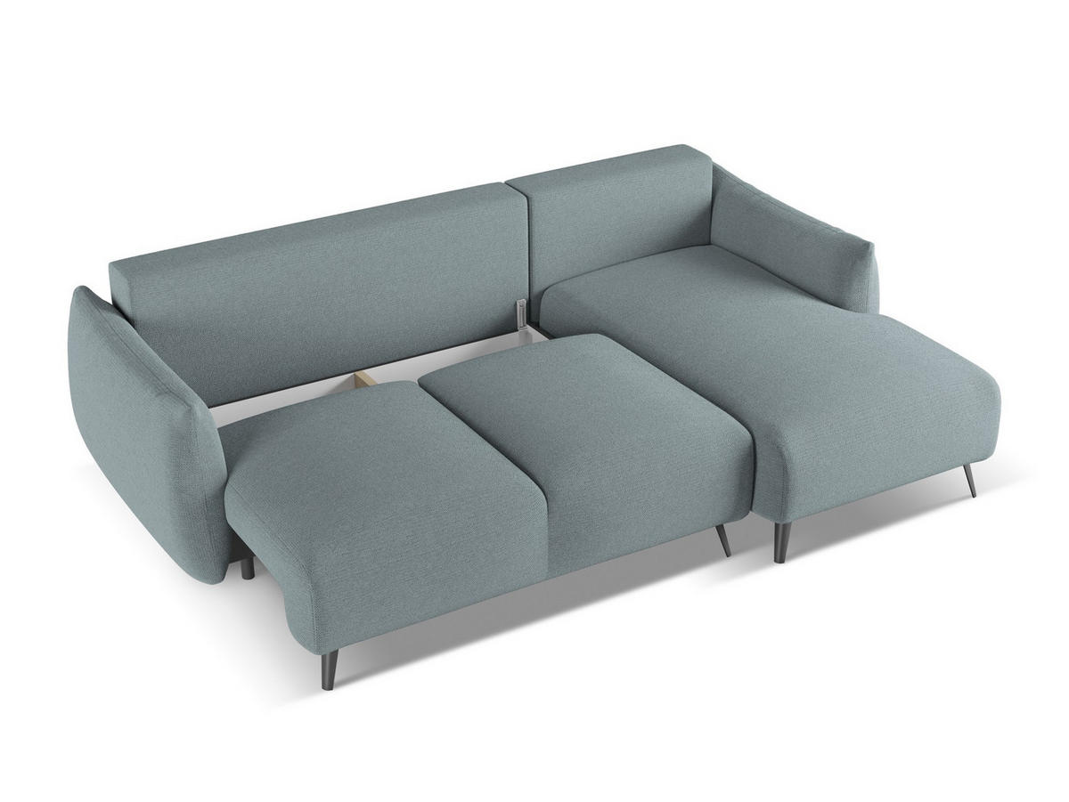 ECKSOFA mit Schlaffunktion Chenille Stoff Blau - Blau/Blaugrau, Textil/Metall (242/162cm) - Makamii