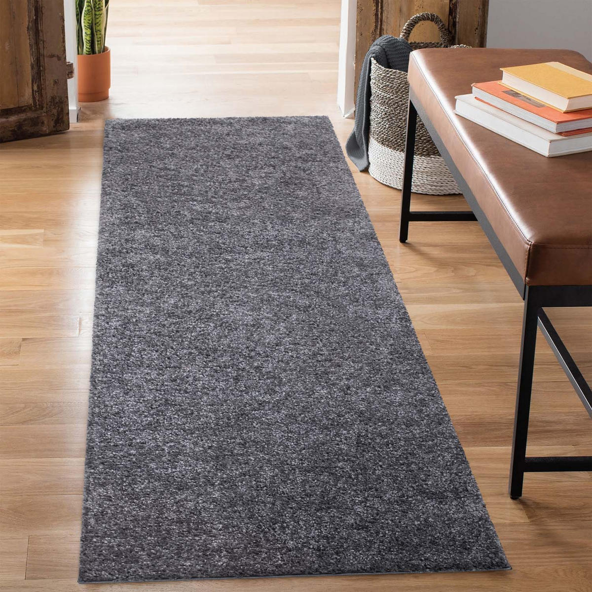 HOCHFLOR-TEPPICH City Shaggy 500 Anthrazit 80x300 cm - Anthrazit, Textil (80/300cm) - carpet city