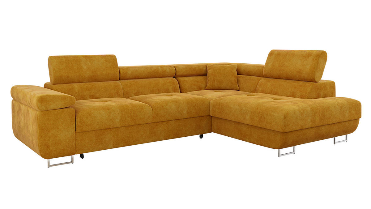 ECKSOFA Torezio, Seite: Rechts - Currygelb, Holz/Textil (274/203cm) - MIRJAN24