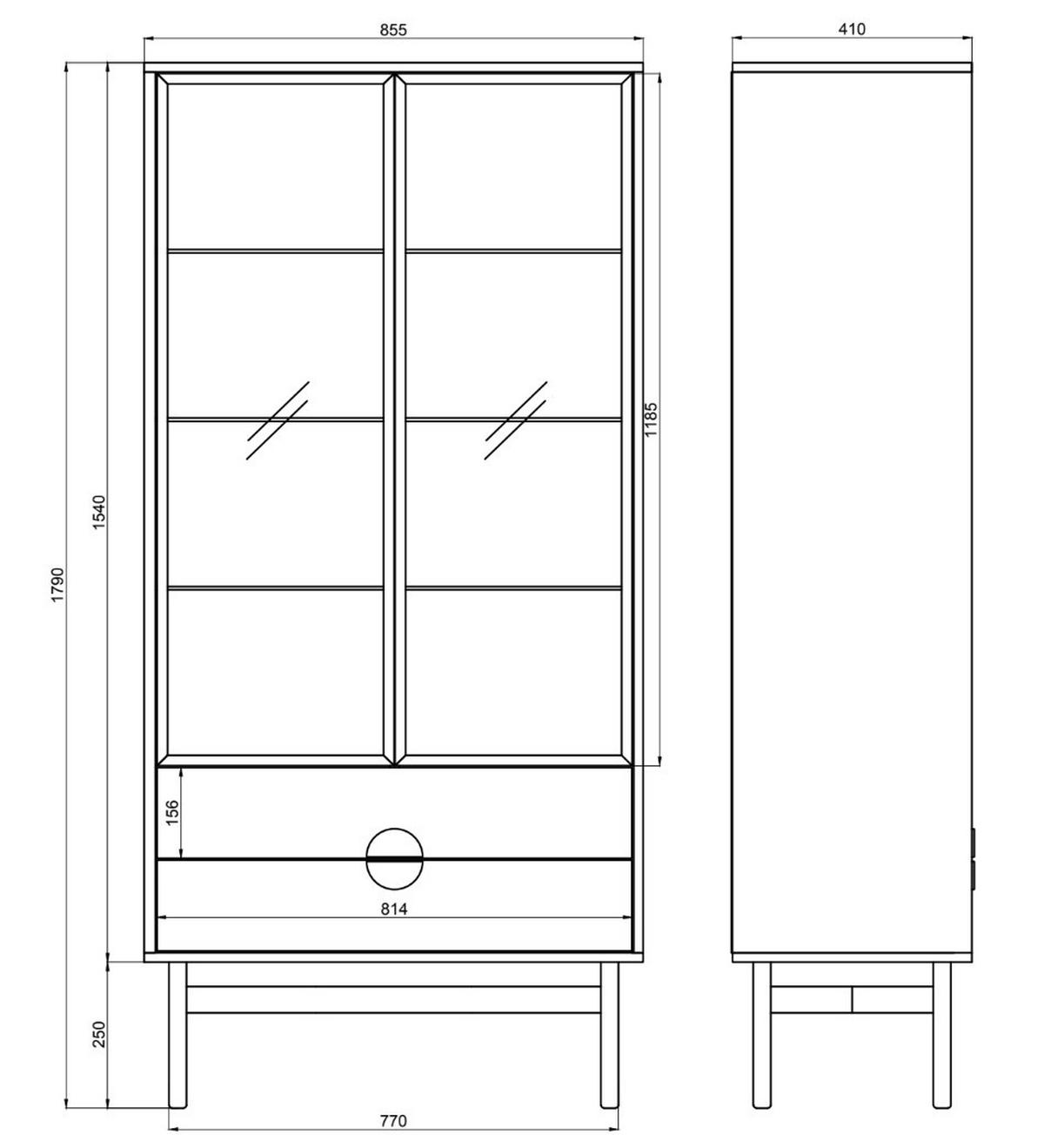 VITRINE Stoon II Steingrau 85 cm - šedá/černá, kov/kompozitní dřevo (85/179/41cm) - Selsey