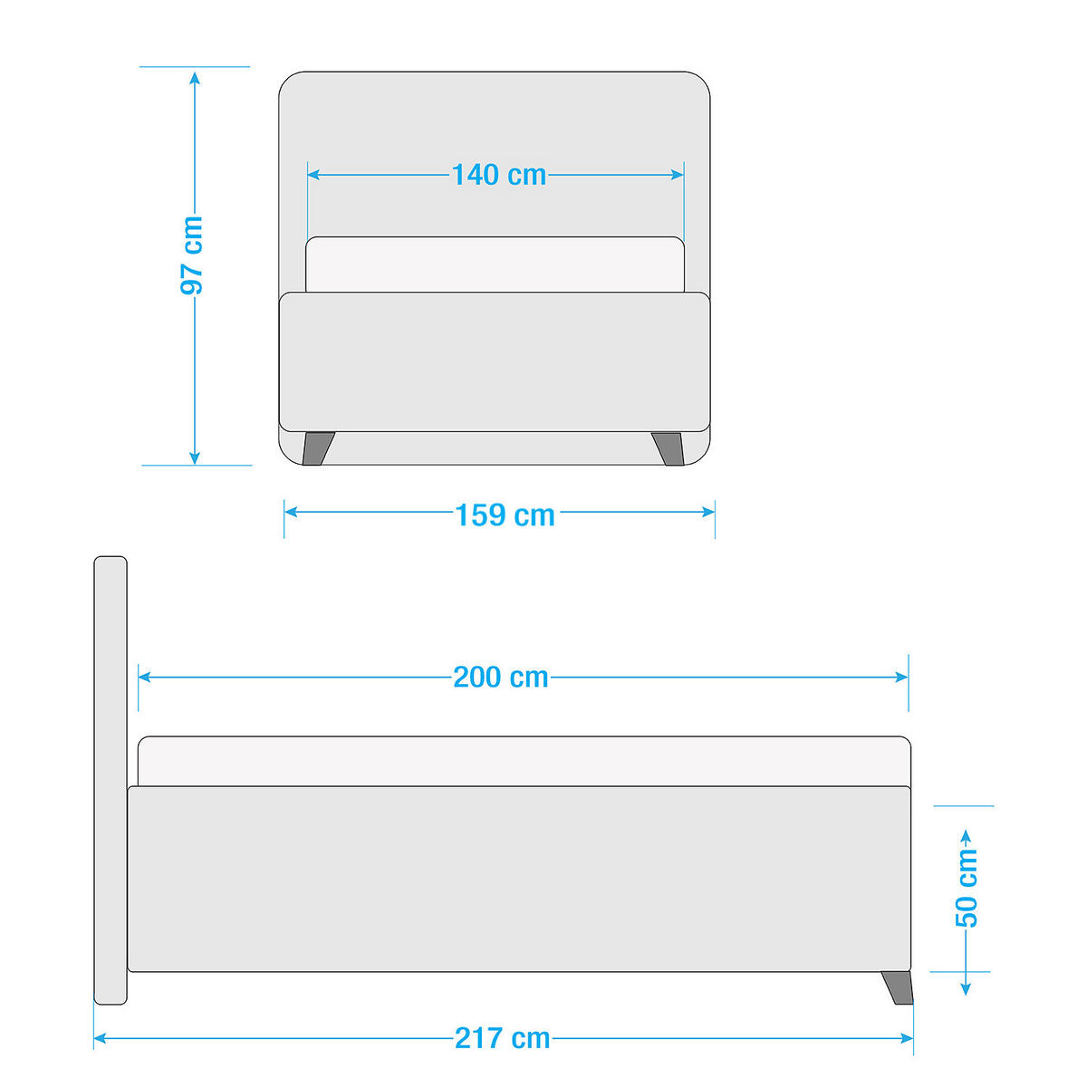 POLSTERBETT - Webstoff - Mintgrün, Holz/Textil (140/200cm) - home24