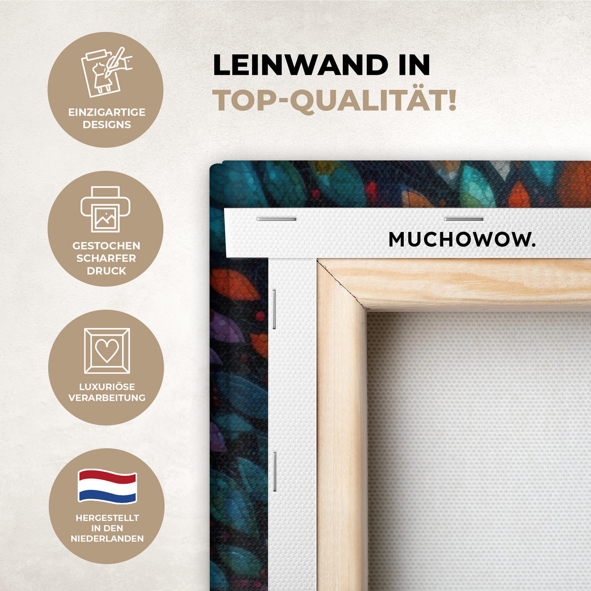 LEINWANDBILD Mosaik - Bunt - Baum - Äste Wandbild Wohnzimmer 60x80 cm - Multicolor, Textil (60/80cm) - MuchoWow