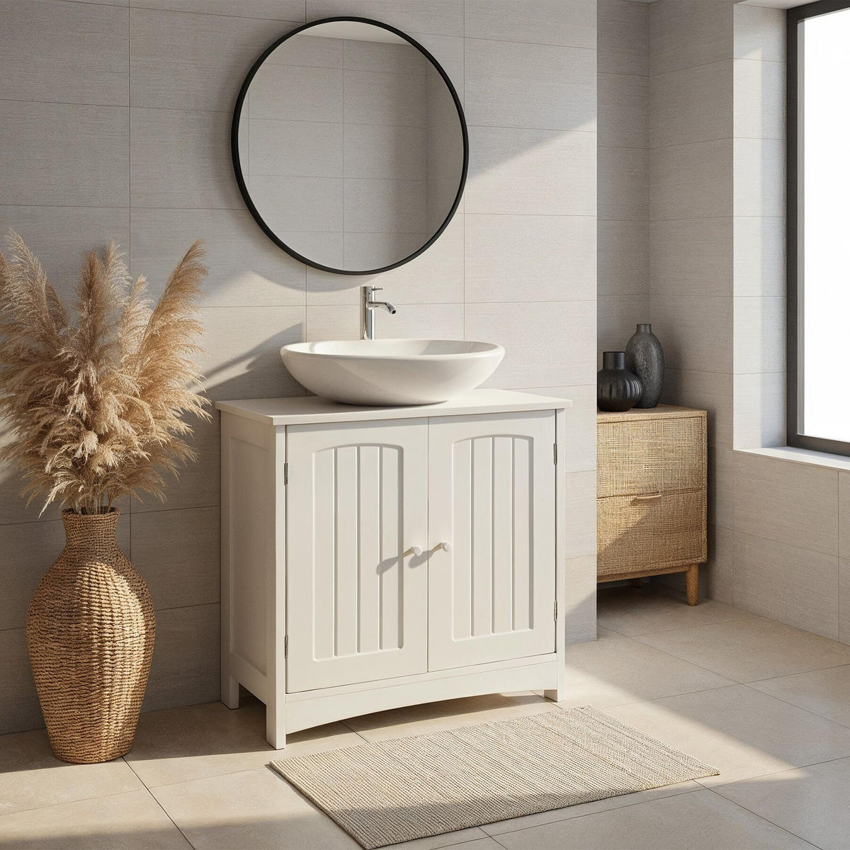 WASCHBECKENUNTERSCHRANK Jasper, 62 x 30 x 60 cm , weiß - Weiß, Holzwerkstoff (62/60/30cm) - tectake