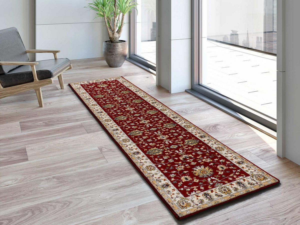 VINTAGE-TEPPICHE Rot Classic 67/250 cm - Rot/Creme, Naturmaterialien/Textil (67/250cm) - Atticgo