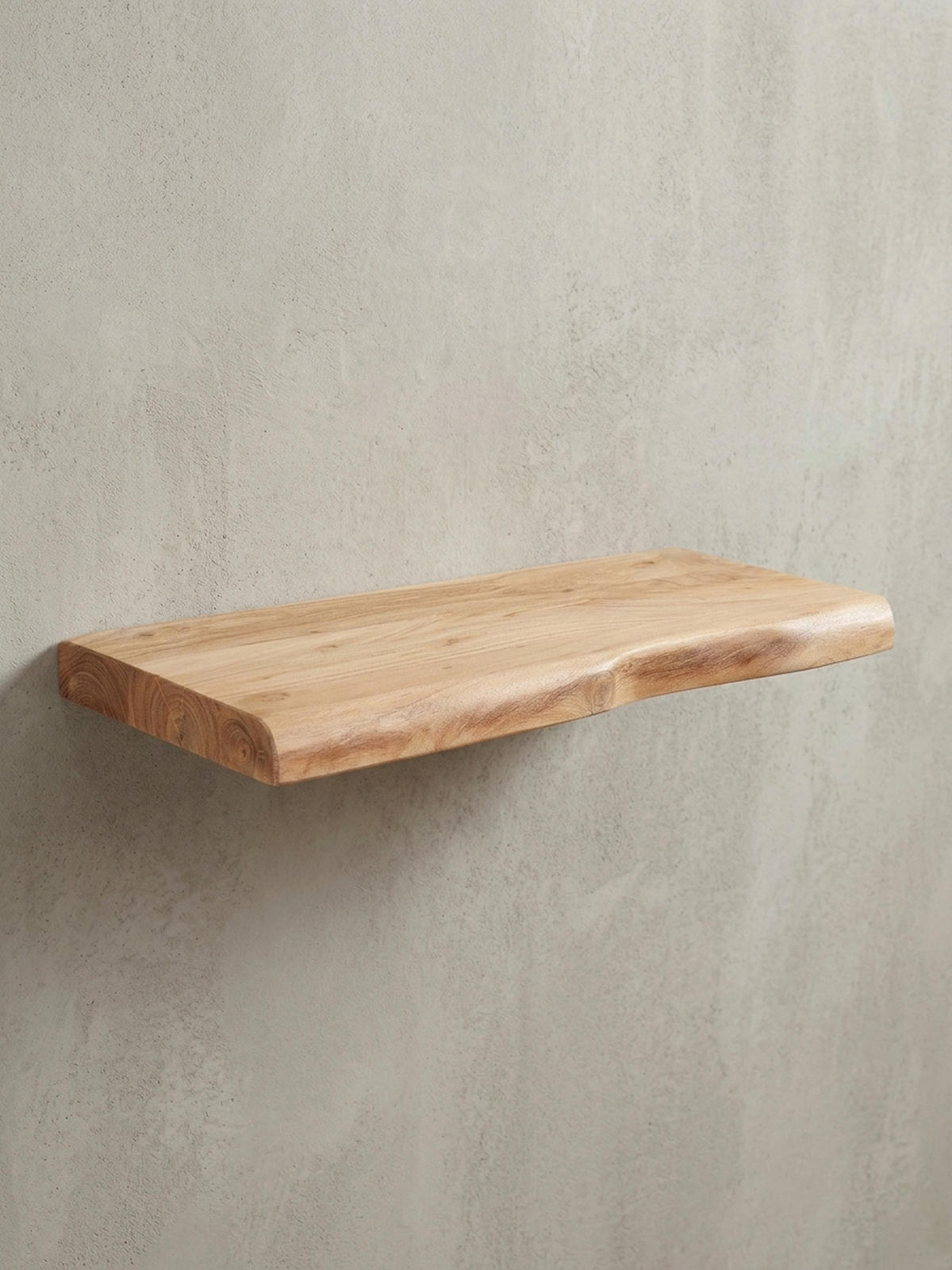WANDREGAL Akazienholz Baumkante Rustikal, Beige 40x26x4 cm - Beige, Holz (40/4/26cm) - KADIMA DESIGN