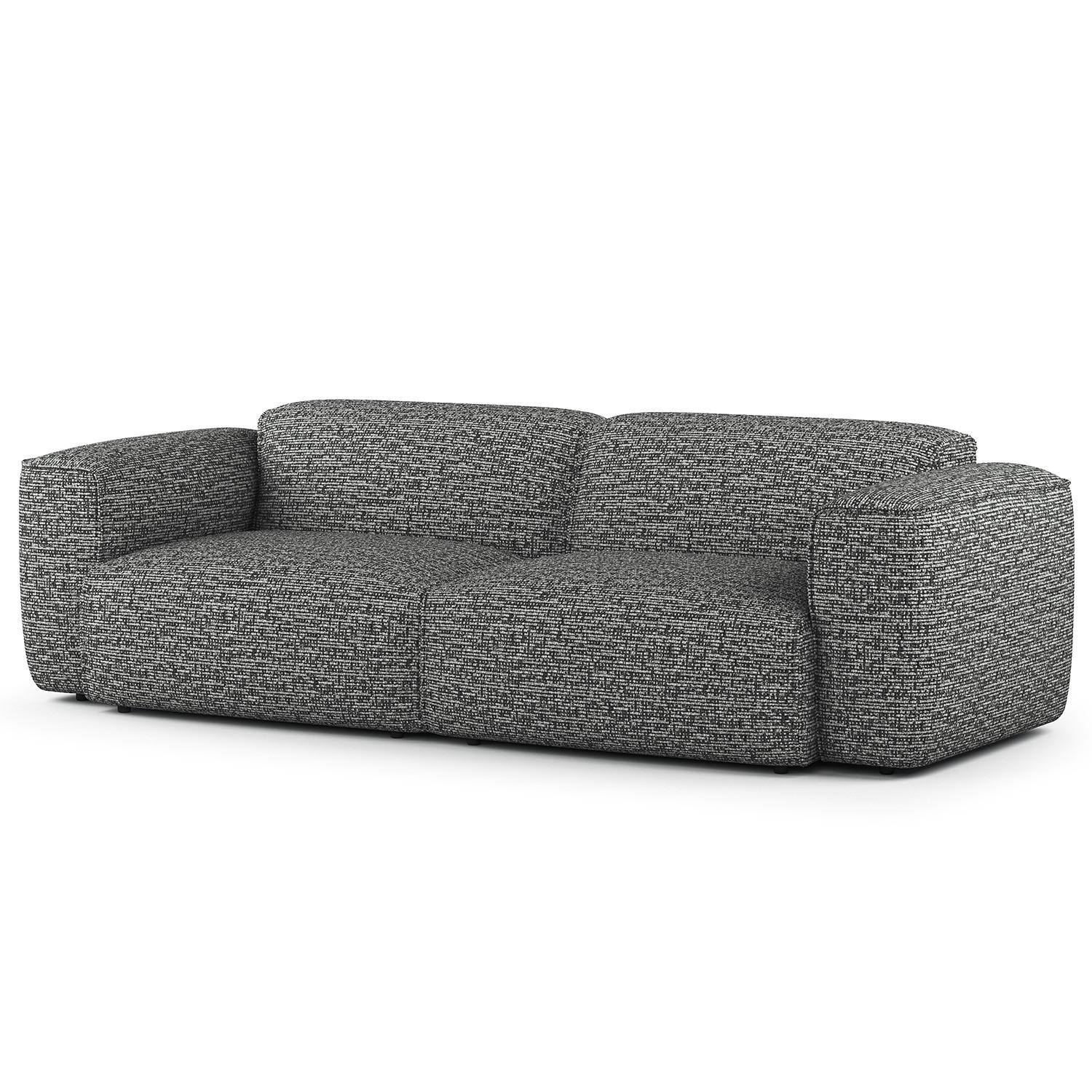 3-SITZER SOFA - Schwarz/Grau, Kunststoff/Textil (251/71/102cm) - home24