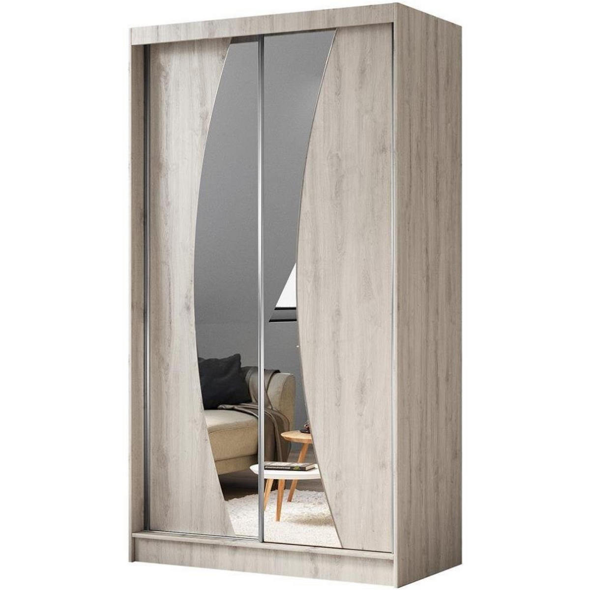 SCHWEBETÜRENSCHRANK Vox 120/216/61 eiche Sonoma mit Spiegel und Schubladen - Sonoma Eiche, Holzwerkstoff (120/216/61cm) - Beautysofa