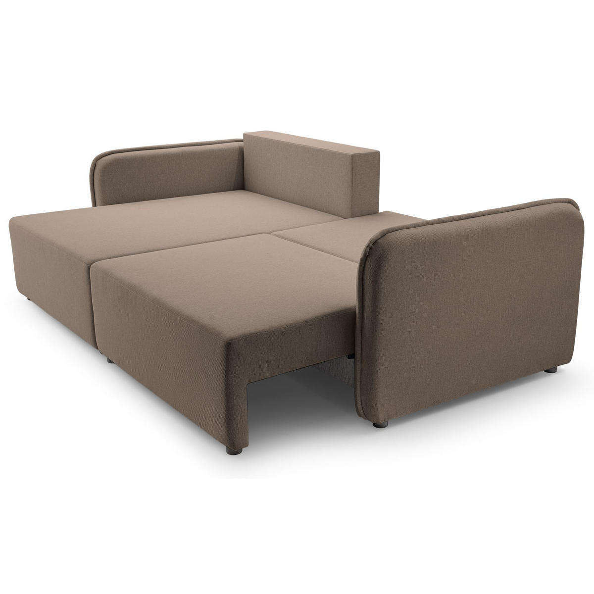 ECKSOFA Kassian, Hellbraun Strukturstoff, linksseitig - Hellbraun/Schwarz, Kunststoff/Textil (227/147cm) - Selsey