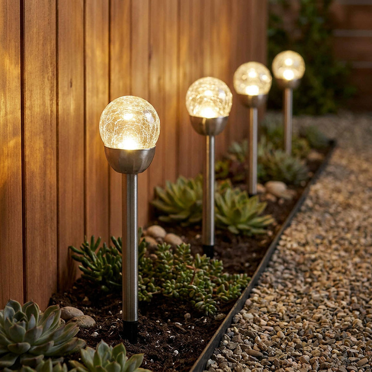 LED AUSSENLEUCHTE Edelstahl Silber 5er Set - Silberfarben, Glas (6/6/24.5cm)