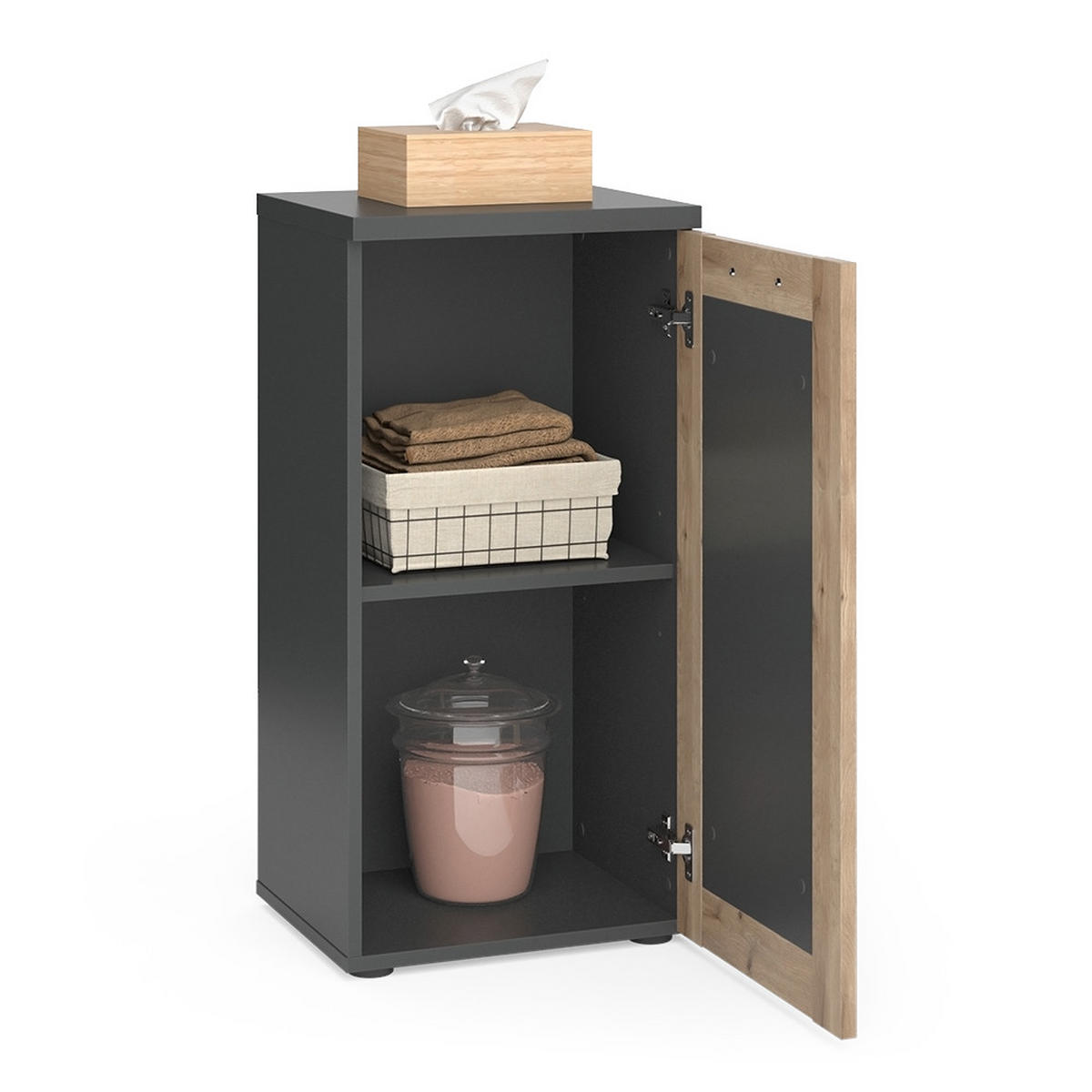 MIDISCHRANK Niko Anthrazit/Viking Oak 40 x 81.6 cm - Anthrazit, Holzwerkstoff (40/81.6/34.3cm) - Vicco