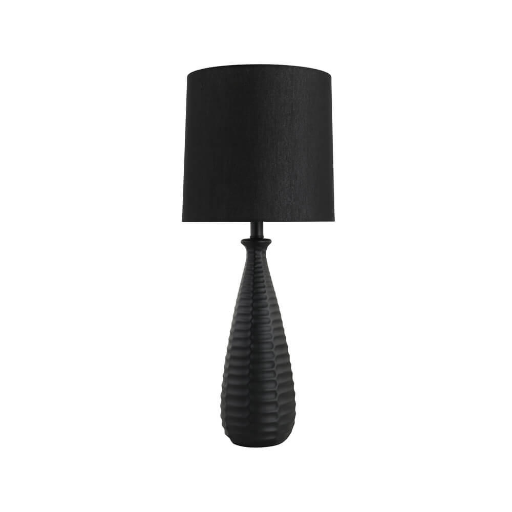TISCHAMPE MELVA - Große Tischlampe, Schwarz - Schwarz, Textil (30/30/71cm) - Home Deluxe