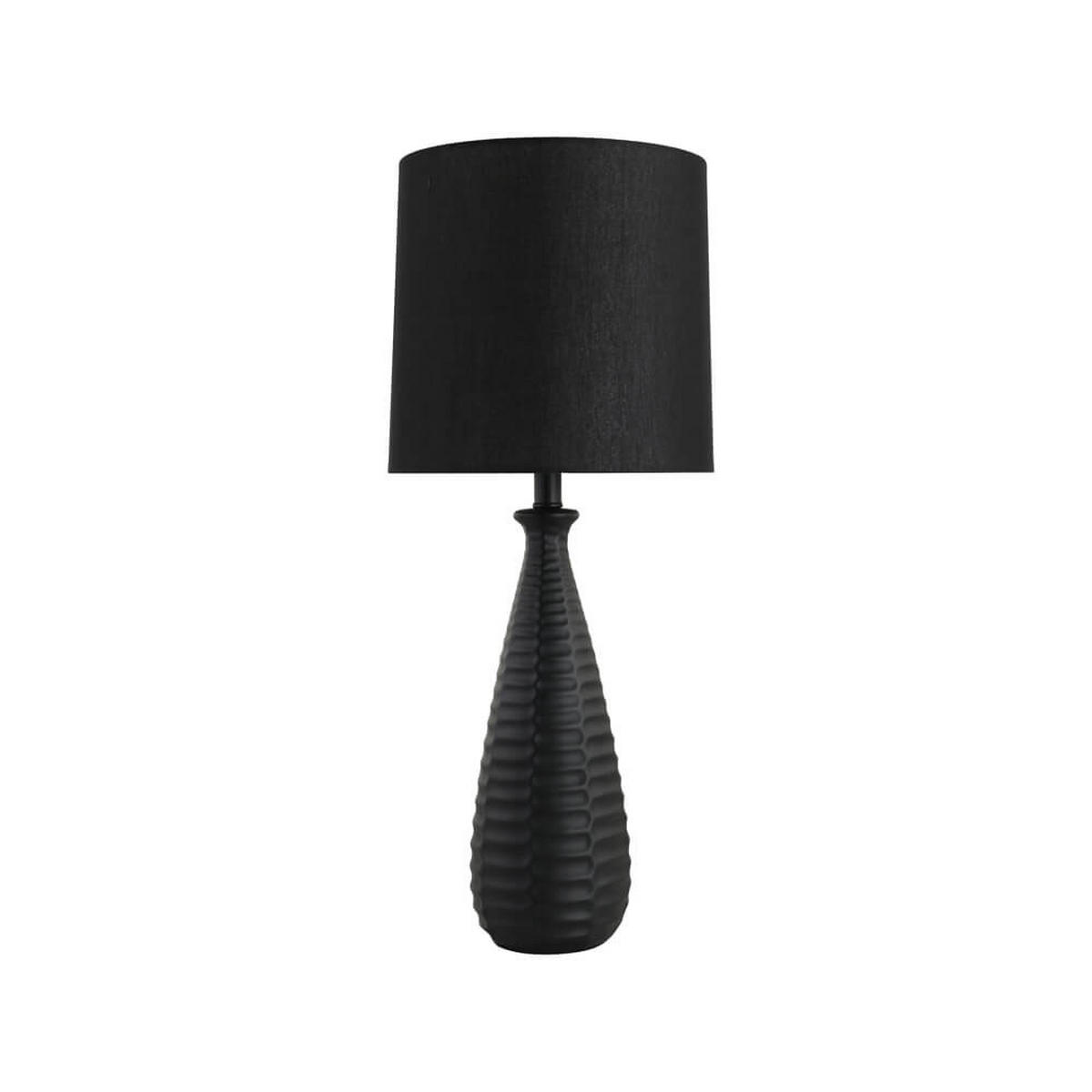TISCHAMPE MELVA - Große Tischlampe, Schwarz - Schwarz, Textil (30/30/71cm) - Home Deluxe