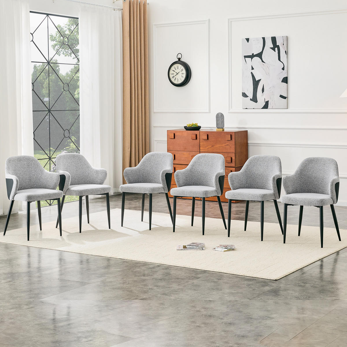 STUHL 2er-Set Esszimmer 83 cm Stoff Grau/Schwarz - Grau, Metall (56.5/83/53cm) - Meubliv