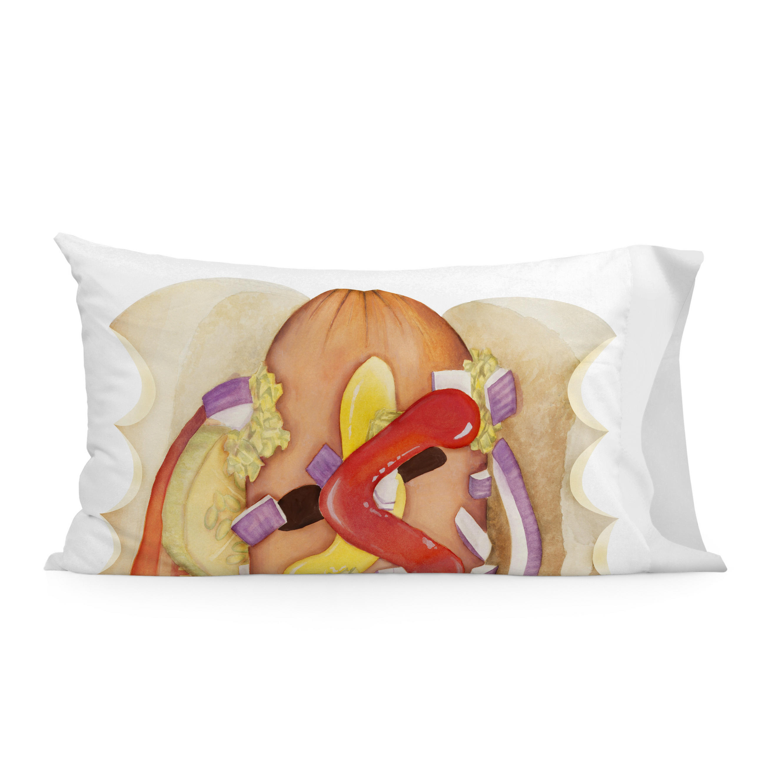 KISSENBEZUG hotdog 50x75 cm mehrfarbig - Multicolor, Textil (50/75cm) - Happy Friday