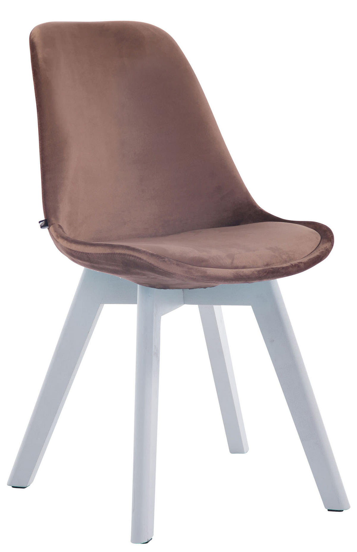STUHL 4er Set Samt braun - Weiß/Braun, Holz/Textil (48/84/55cm) - CLP