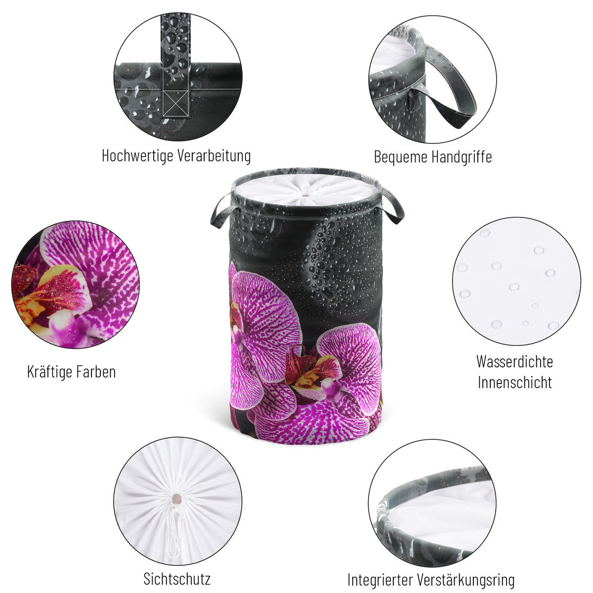 WÄSCHEKORB Madeira - Schwarz, Textil (37/55/55cm) - Sanilo