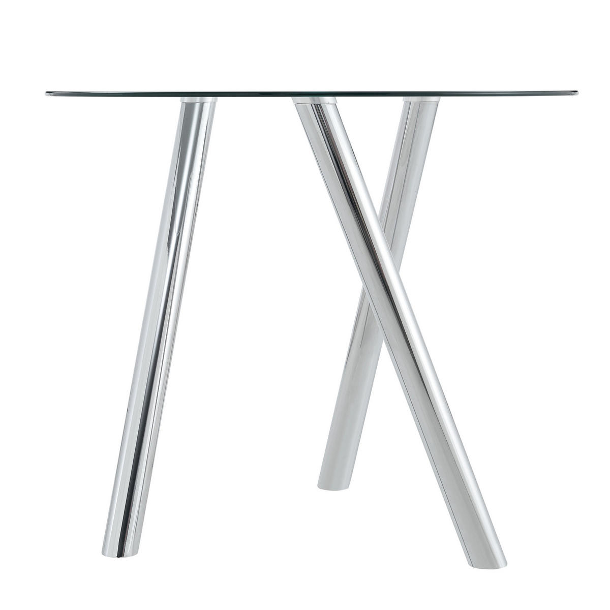 ESSTISCH rund Ø 89 cm in Silber mit Glasplatte und Metallgestell - Silberfarben, Metall (89/89/76cm) - BEAOK