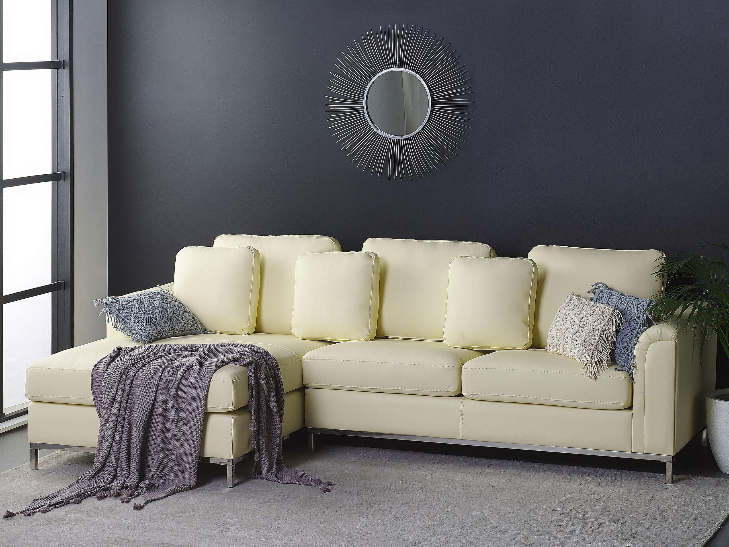 ECKSOFA Leder Beige linksseitig Oslo - Beige, Leder (270/151cm) - Beliani