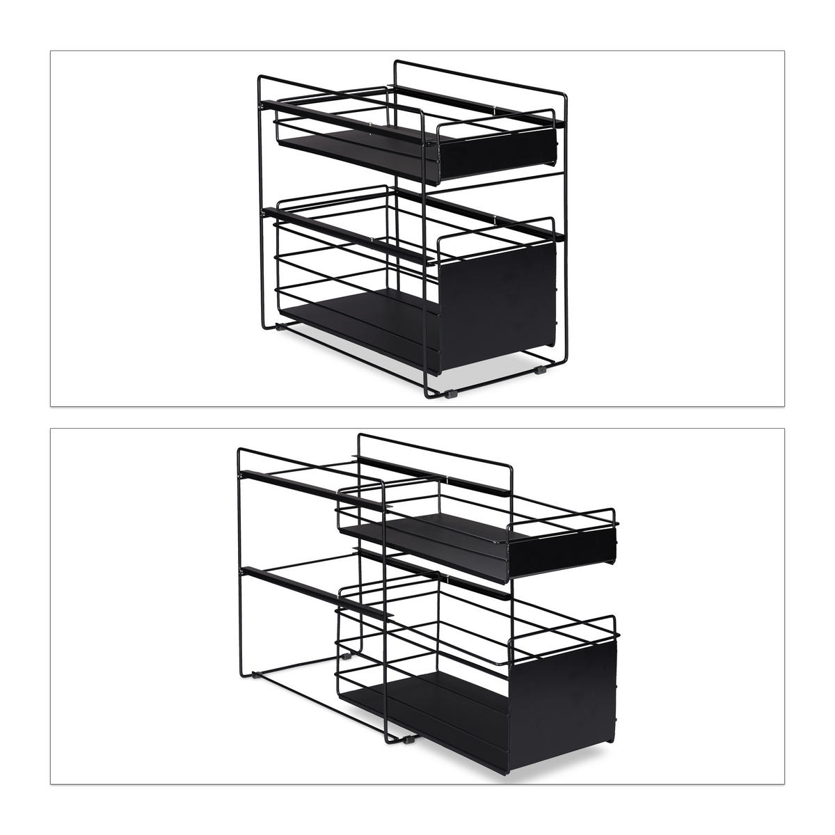 SCHUBLADENREGAL - Schwarz, Metall (25/39.5/40.5cm) - Relaxdays