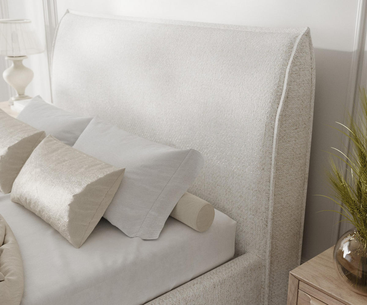 POLSTERBETT Mira 160/200 cm Creme im Neve Stoff - Creme/Naturfarben, Holz/Holzwerkstoff (160/200cm) - AltaBeds