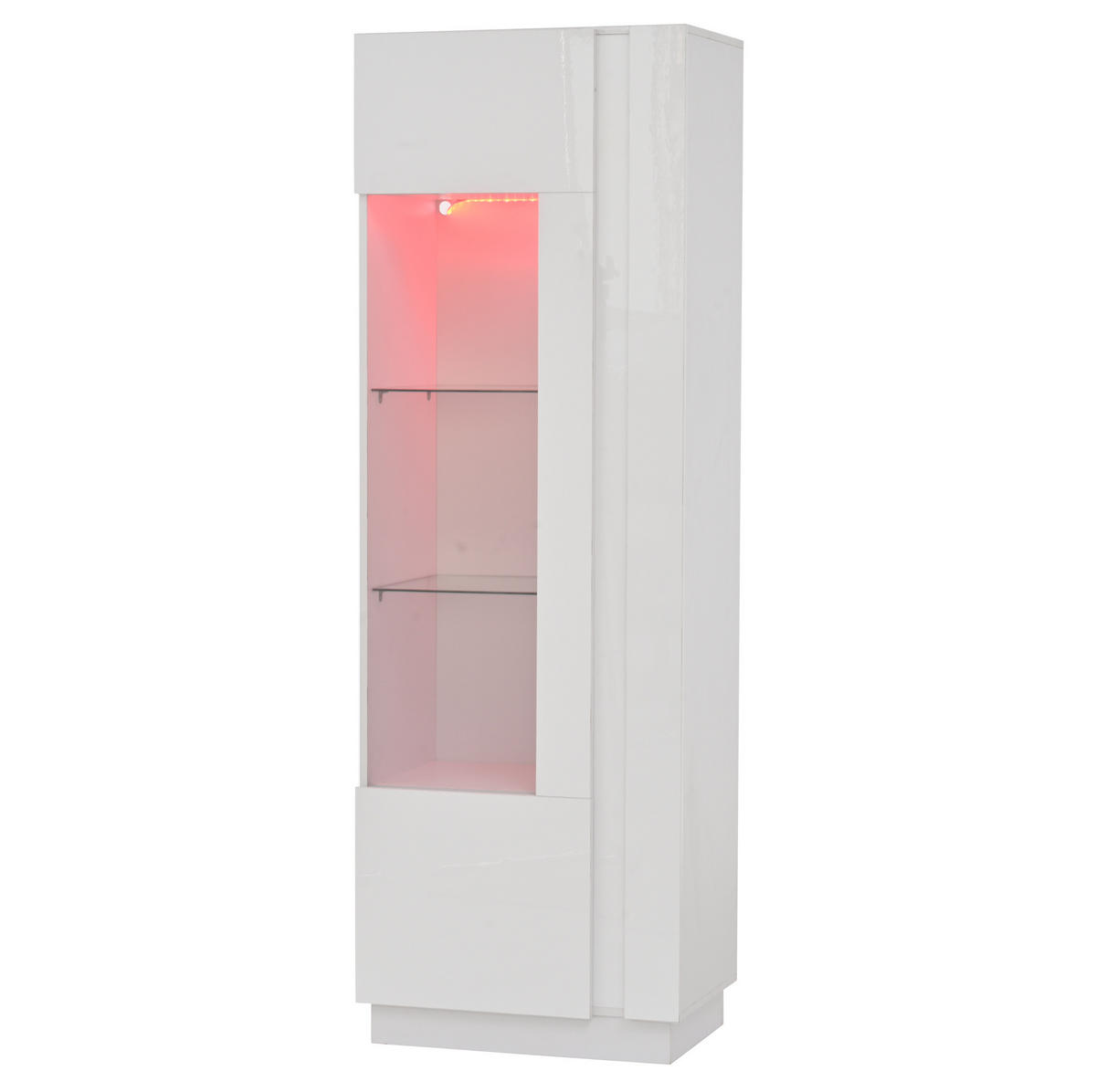 VITRINE 60/40/180 cm mit LED-Beleuchtung, Acrylfront und Hochglanz, Weiß - Weiß, Holzwerkstoff (60/180/40cm) - Redom