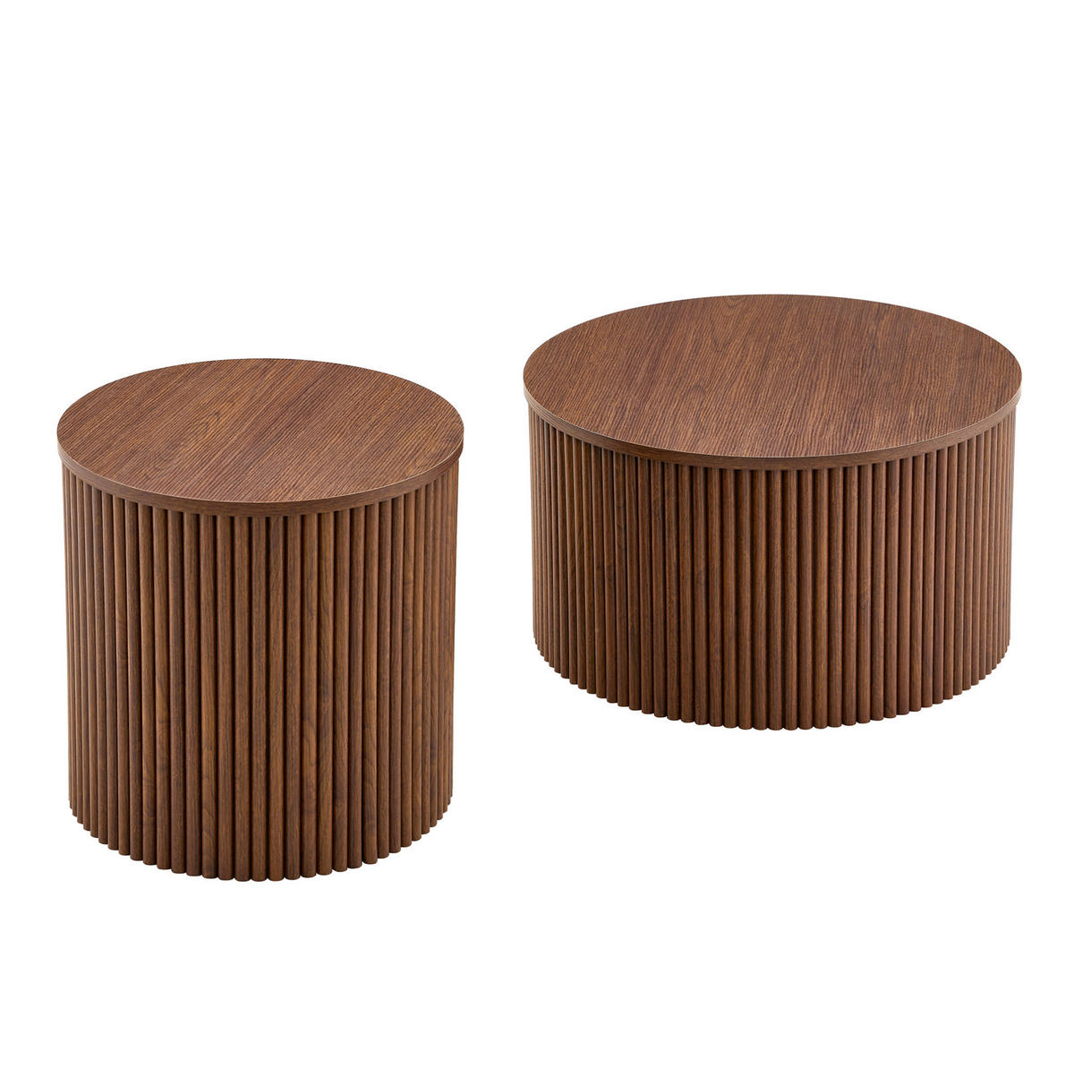 COUCHTISCH aus MDF in Walnussfarben mit verborgenem Stauraum im 2er-Set - Walnussfarben, Holzwerkstoff (65/65/40cm) - Modfu