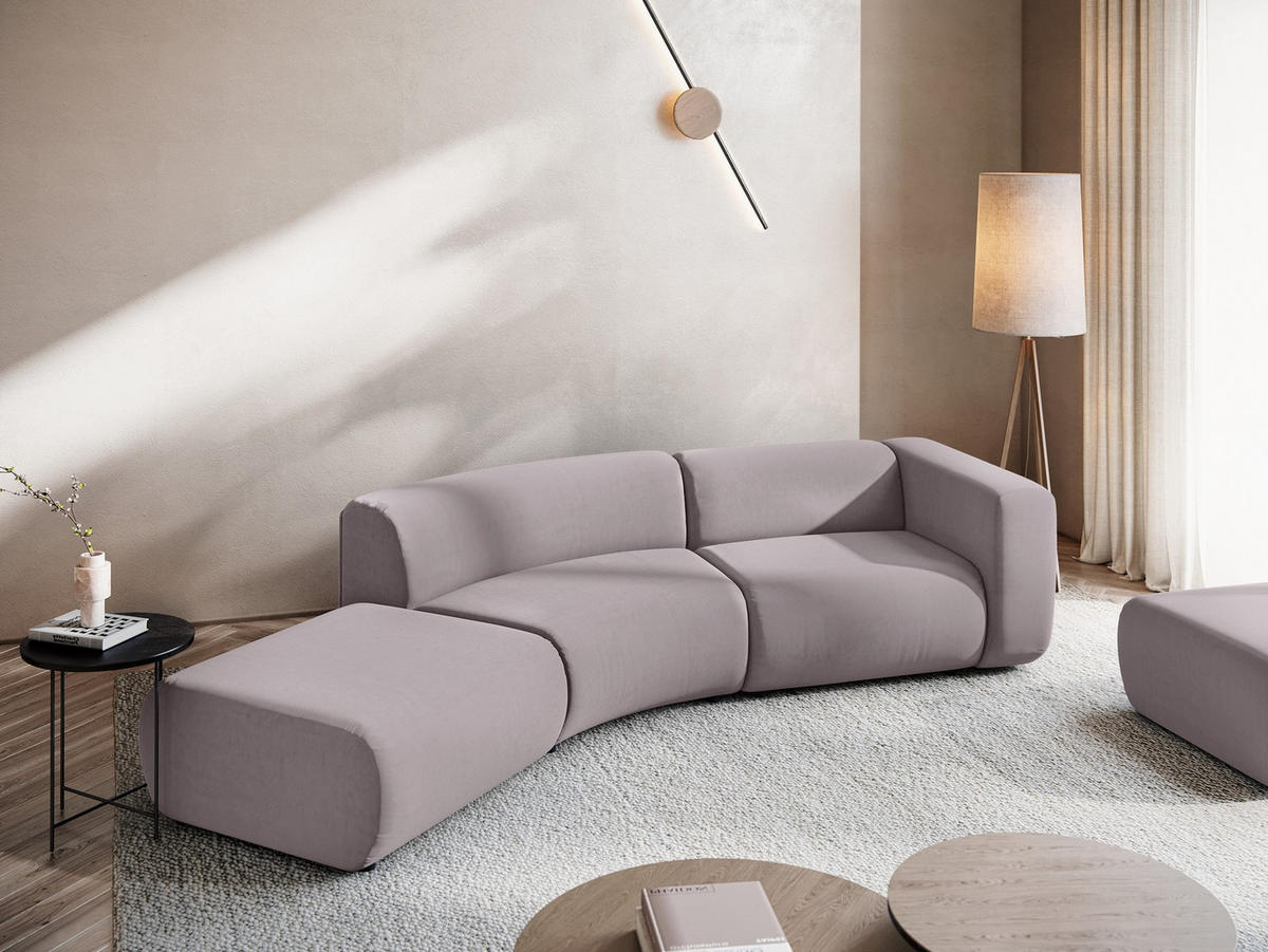 4-SITZER-SOFA Samt Stoff Violett - Lila/Flieder, Kunststoff/Textil (335/70/166cm) - Makamii