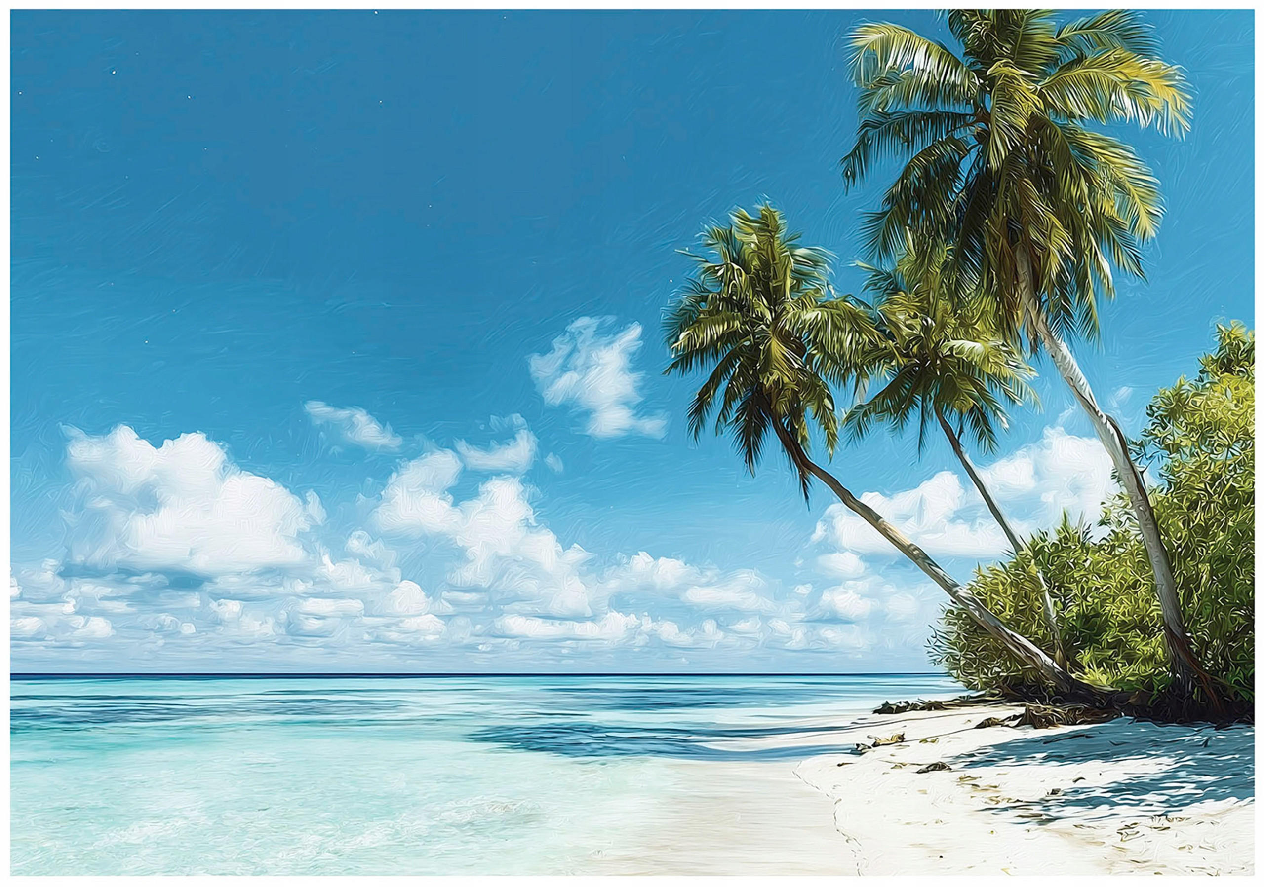 FOTOTAPETE 3D Effekt Strand Meer Palmen Hawaii 200x140 - Multicolor, Papier (200/140cm) - Wallarena