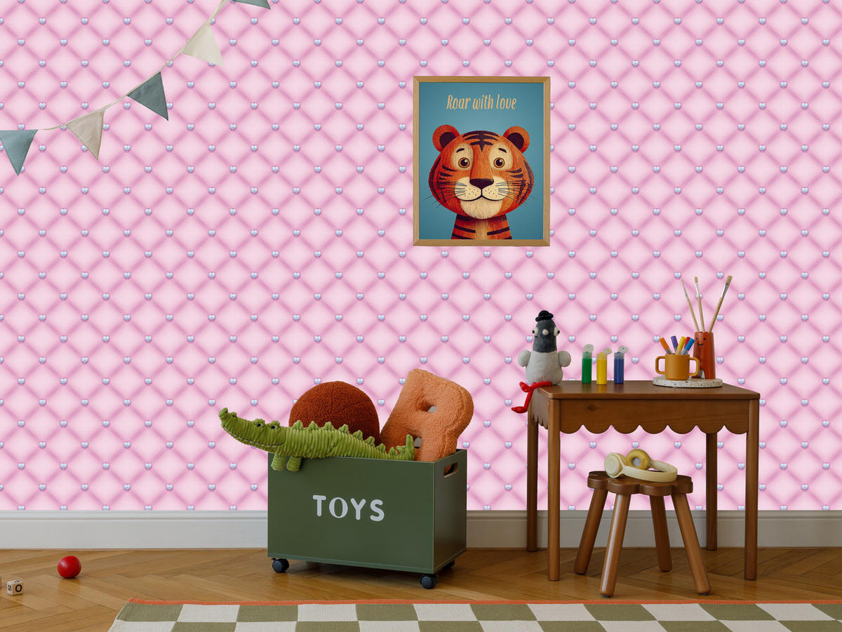 VLIESTAPETE Steppmuster in 3D-Optik – Rosa – 50x1000 cm - Rosa, Papier (50/1000cm) - Muralo