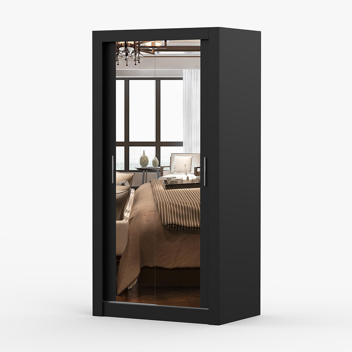 SKŘÍŇ s otočnými dveřmi Milan 100 cm 100/200/64 cm, 2dveřová, černý - černá, kompozitní dřevo (100/200/64cm) - imoebel24