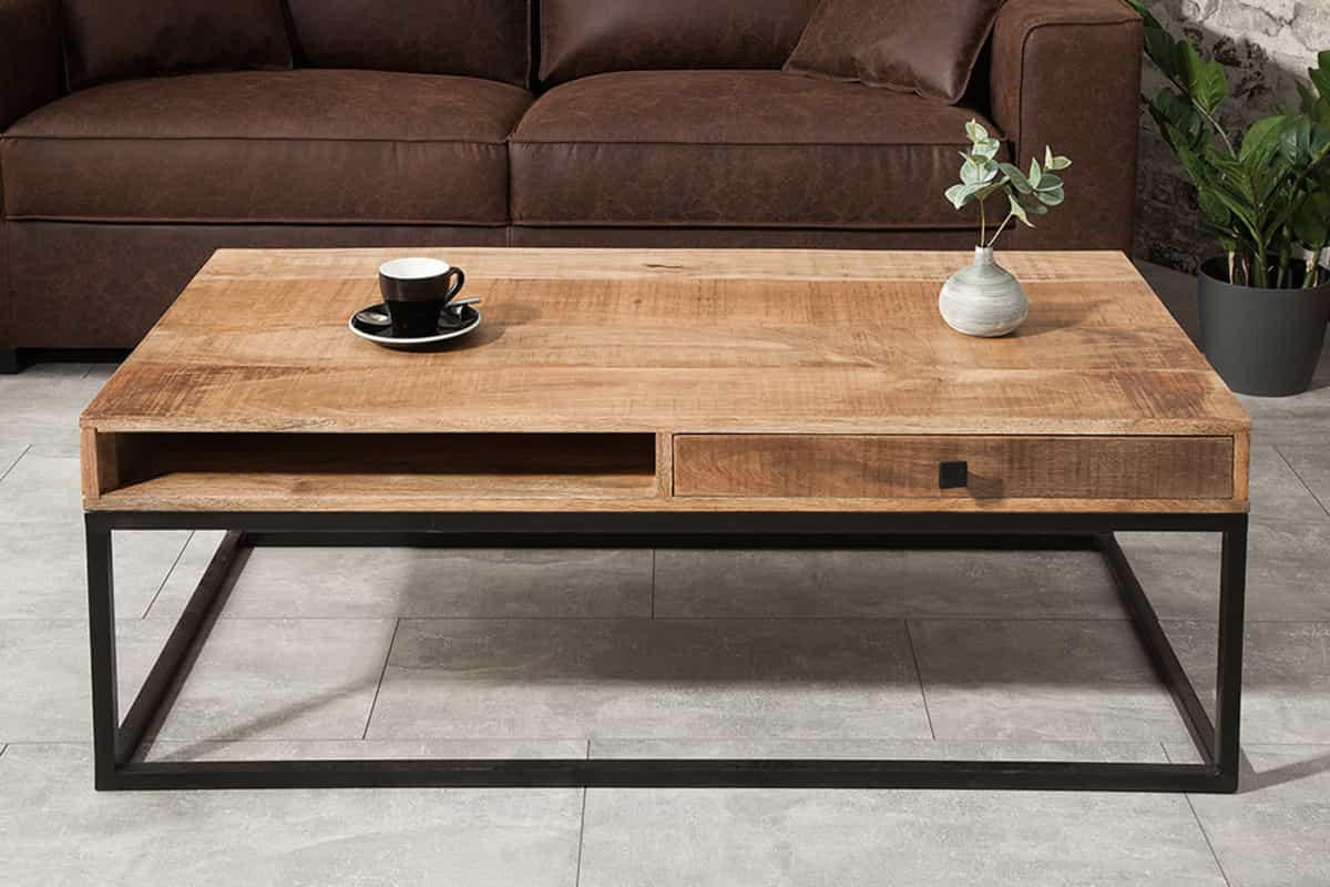 COUCHTISCH IRON CRAFT Mango rechteckig Natur 100cm - Braun, Holz/Metall (60/100/40cm) - riess-ambiente