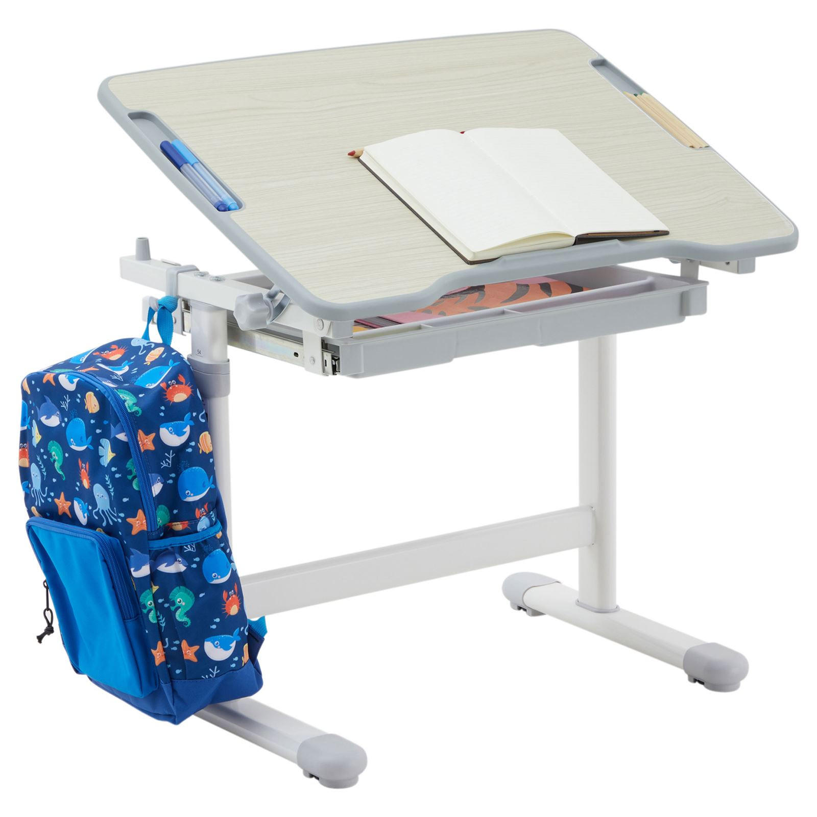 CARO-Möbel Kinderschreibtisch Sonoma Eiche, Grau 67x54x48 cm