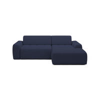 ECKSOFA Savio Freistehend, mit Abriebfestem Kansas-Stoff, Maße 265x172x81 cm, Ausziehbare Sitzfläche 206x92 cm, Rechte, – Blau - Blau, Holz/Textil (265/172cm) - DomoHome