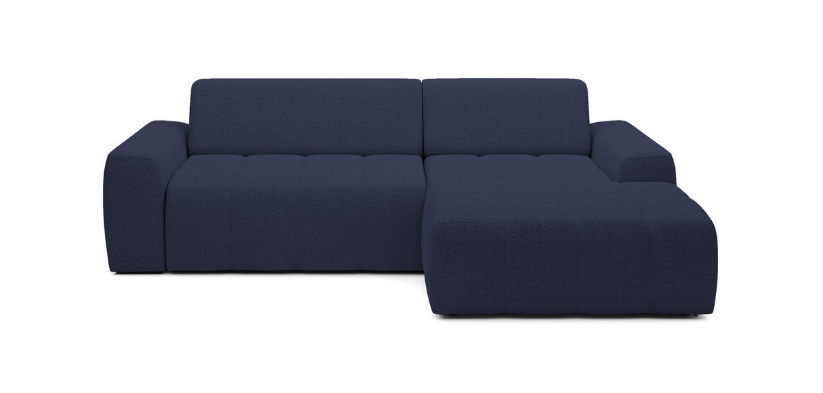 ECKSOFA Savio Freistehend, mit Abriebfestem Kansas-Stoff, Maße 265x172x81 cm, Ausziehbare Sitzfläche 206x92 cm, Rechte, – Blau - Blau, Holz/Textil (265/172cm) - DomoHome
