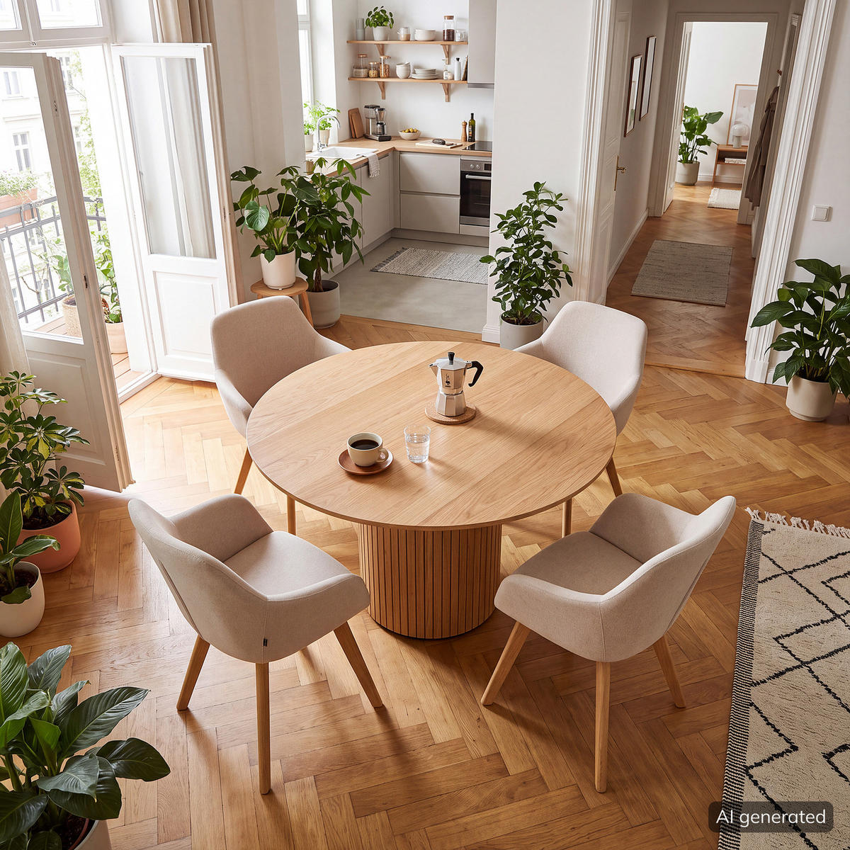 ESSTISCH - MDF / Eisen - Eichefarben, Holzwerkstoff/Metall (120/120/75cm) - home24
